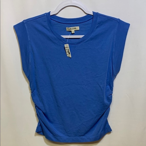 Madewell Tops - Madewell Blue Fitted Ruched Muscle Tee